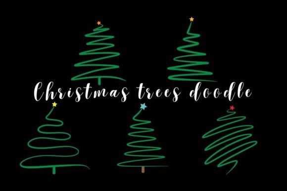 5 Christmas Trees Doodle Hand Drawn Svg Graphics Freebies