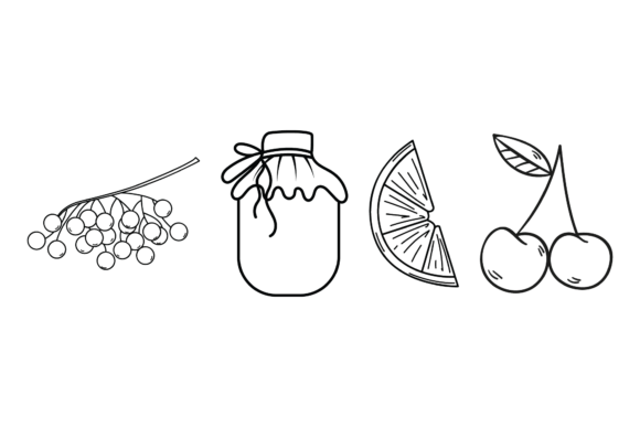 Flat Fruit Collection Coloring Page Graphics Freebies