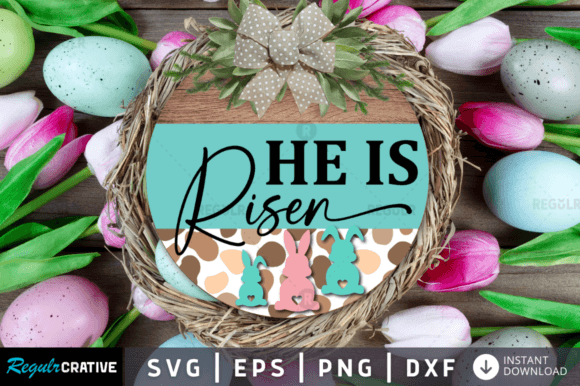 FREE He is Risen, Easter Door Sign Svg