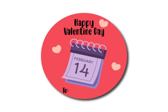 Purple Calender Happy Valentine Day Card Graphics